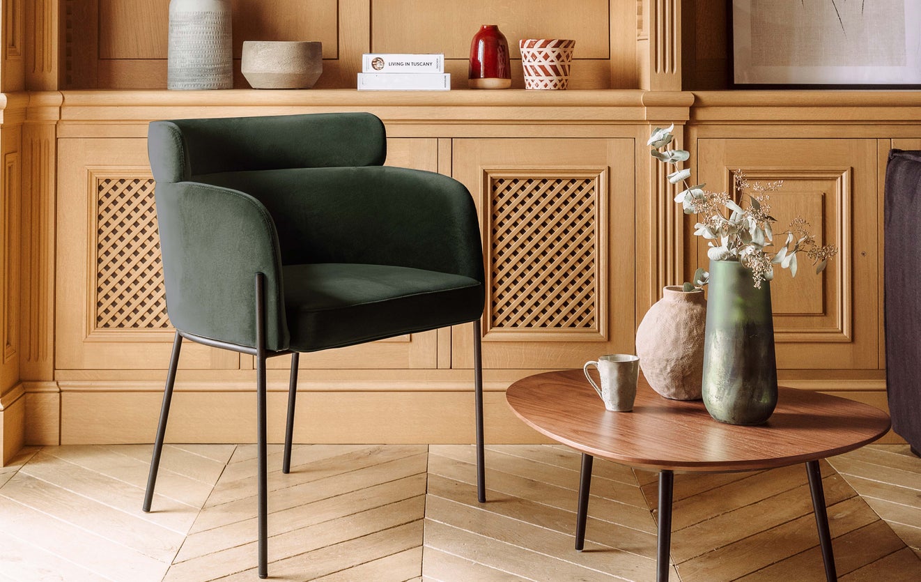 Inspiration BARON Chaises de salle à manger Vert Velours / Métal