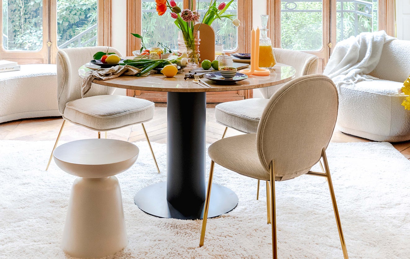 Inspiration BLAZE Chaises de salle à manger Beige / Doré Tissu / Noir