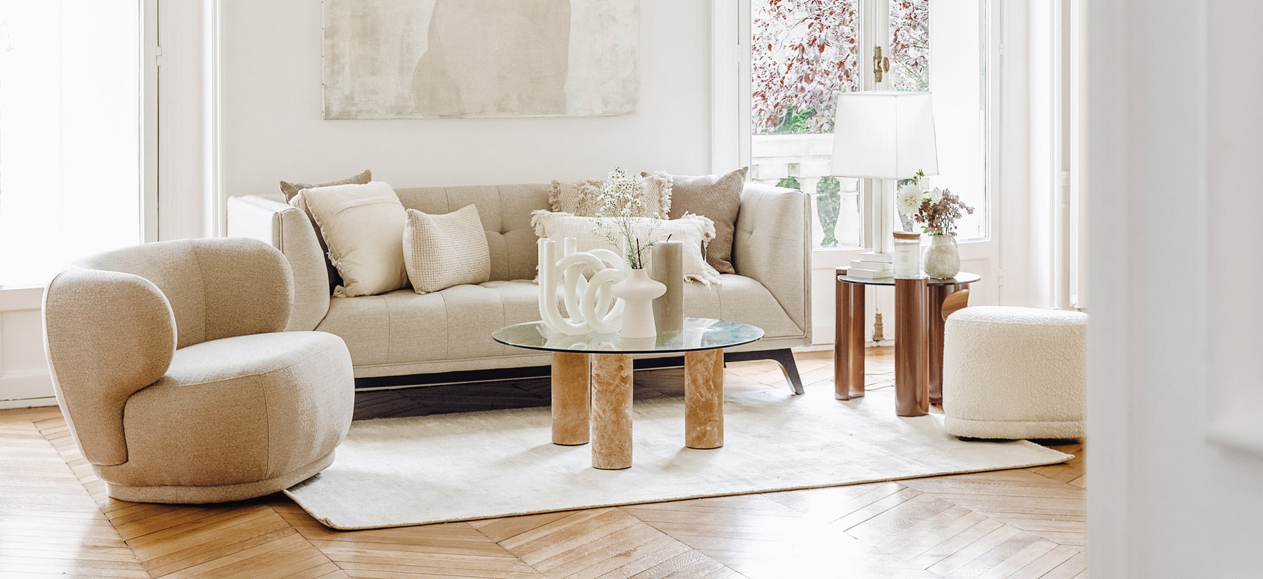 Inspiration BRICK LANE 3 Seater Sofas Beige Fabric
