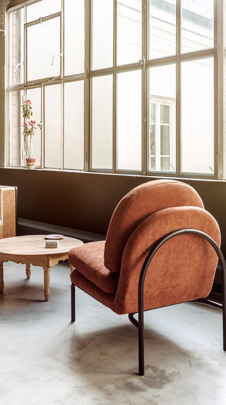Inspiration HOXTON Sessel Braun / Schwarz Samt / Metall