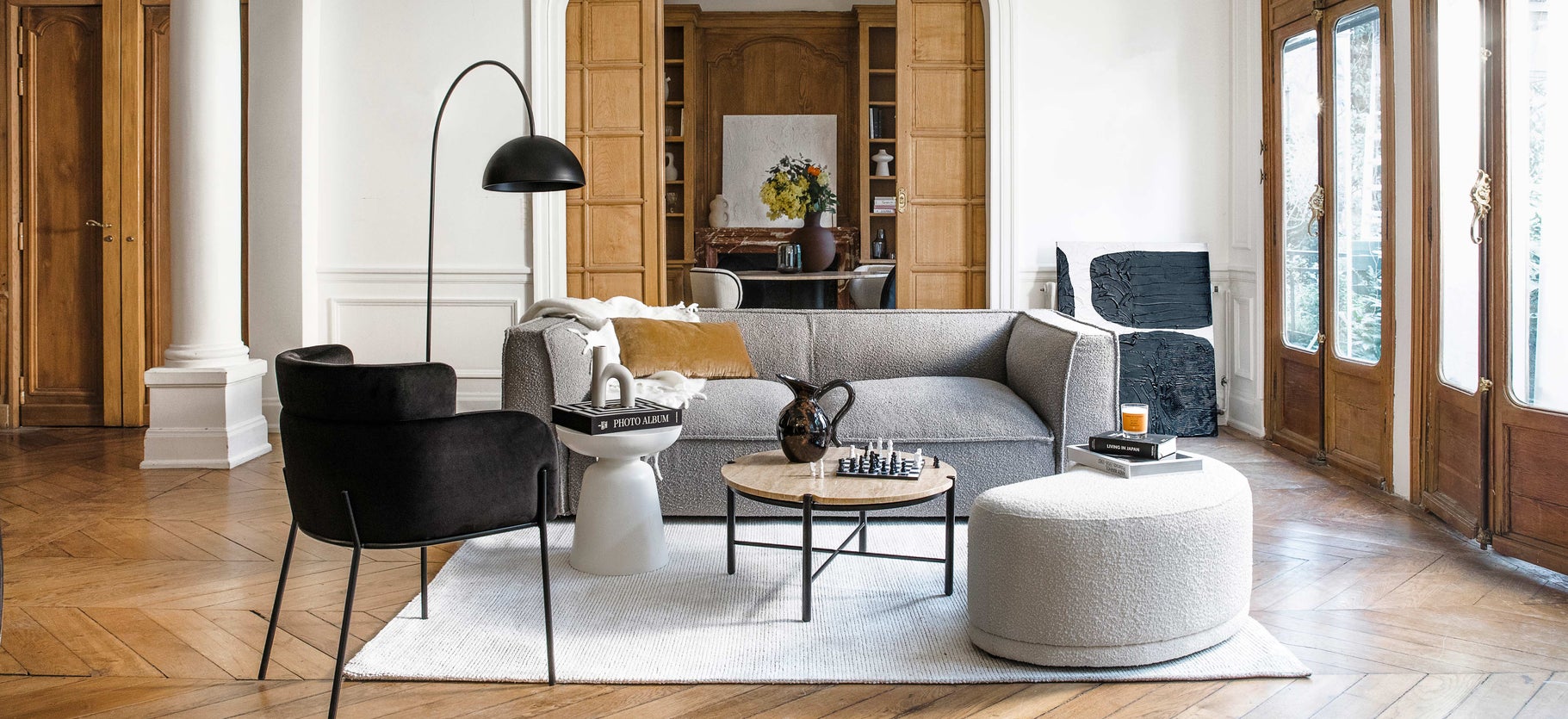 Inspiration VITTORIO Tables basses Naturelle / Noir Travertin / Métal