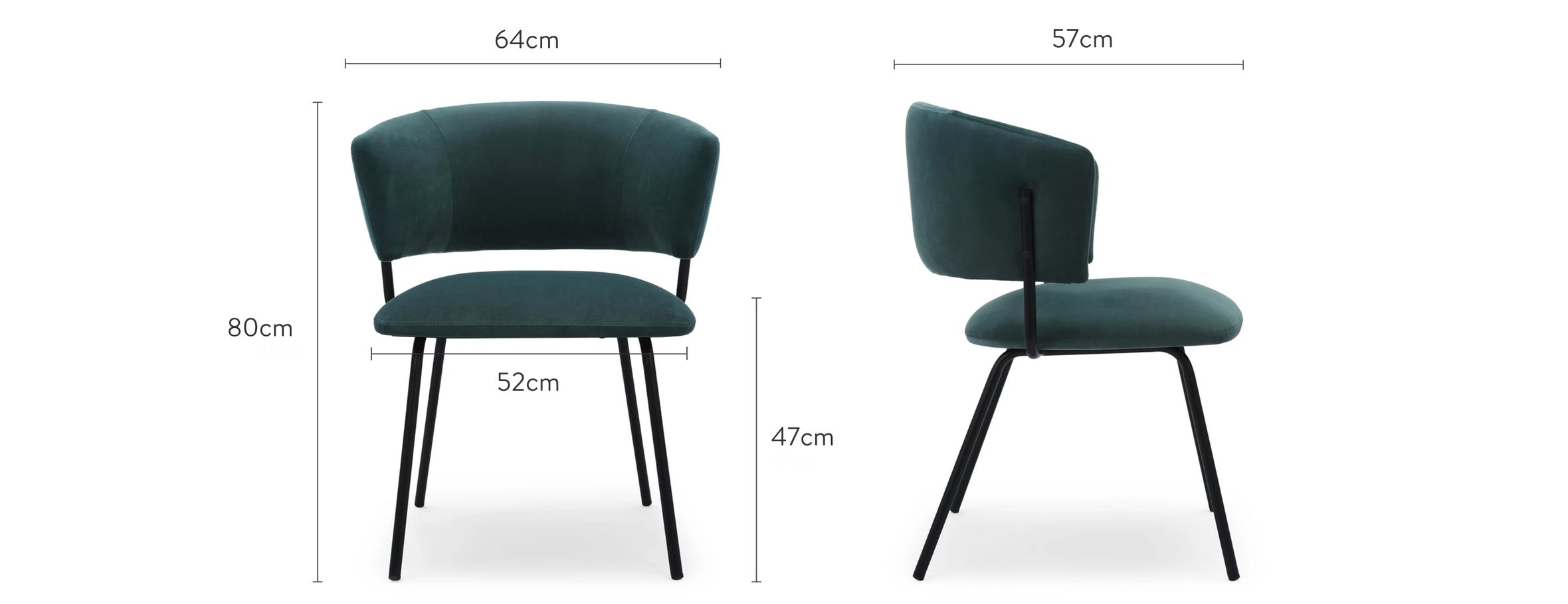 VANDAL Esszimmerstühle Blau / Schwarz Samt / Metall Dimensions
