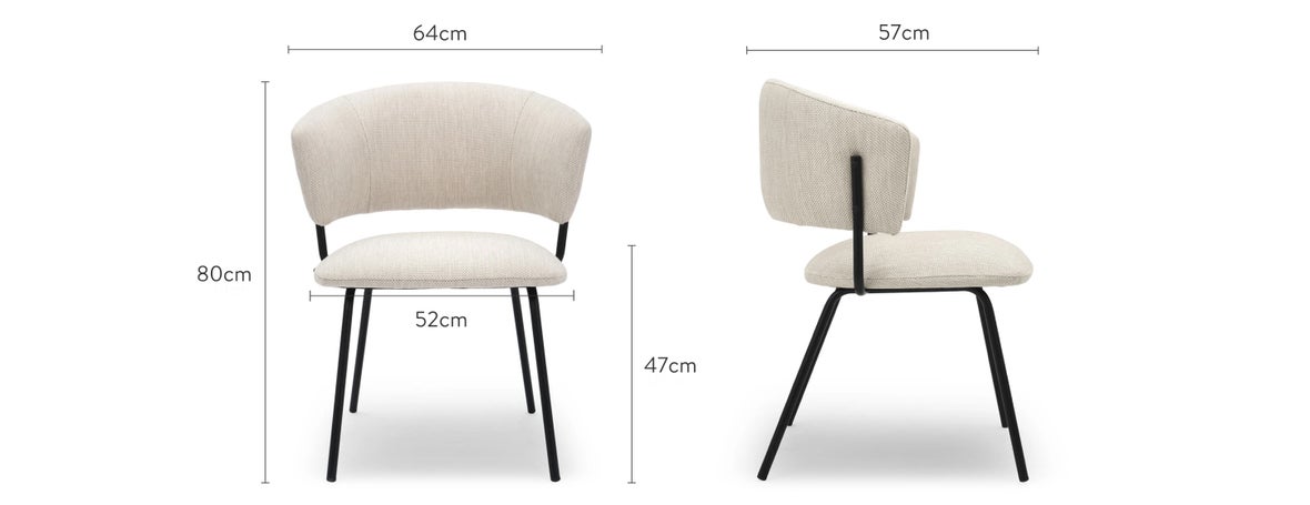 Vandal Dining chairs Beige / Noir Tissu / Métal Dimensions