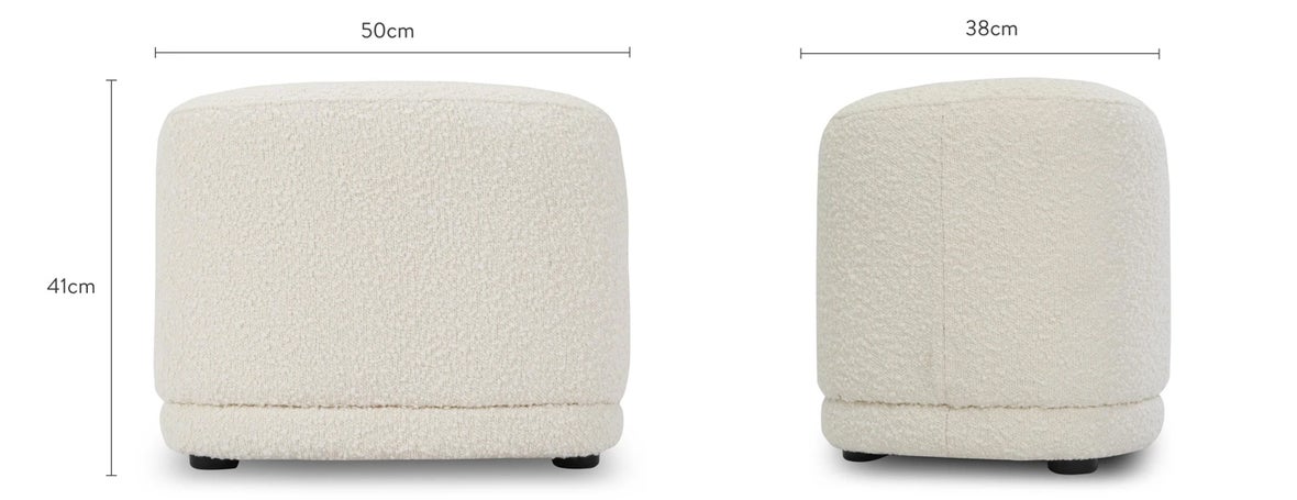 ENZO Poufs & tabourets Ecru Tissu texturé Dimensions