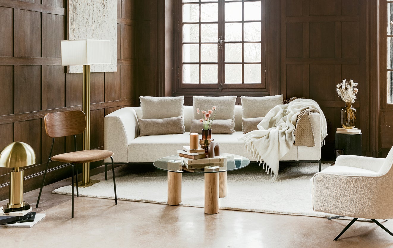 Inspiration ALBA Lampadaires Blanc / Doré Tissu / Métal