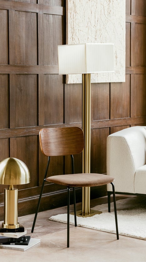 Inspiration ALBA Lampadaires Blanc / Doré Tissu / Métal