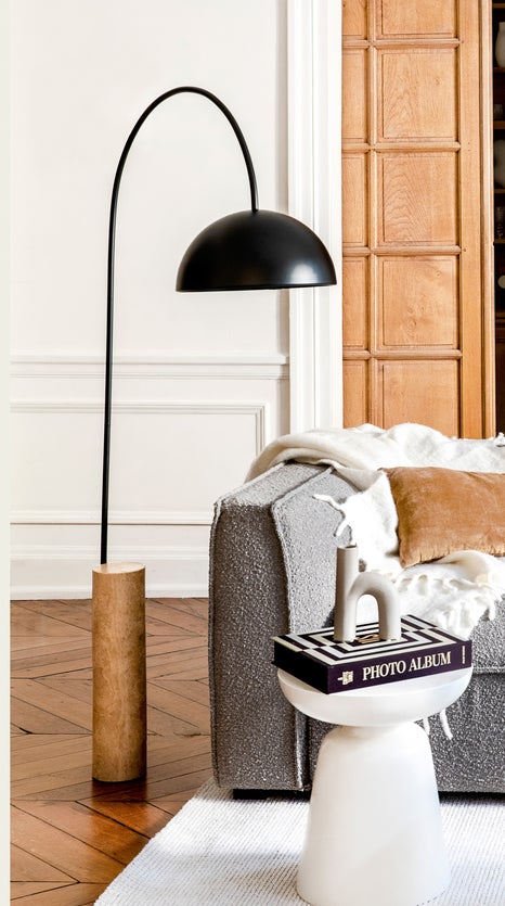 Inspiration Ettore Floor lamps Black / Natural Travertine / Metal