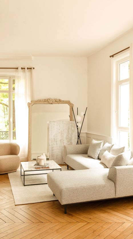 Inspiration KAUFMAN Ecksofas links Grau / Schwarz Stoff / Metall