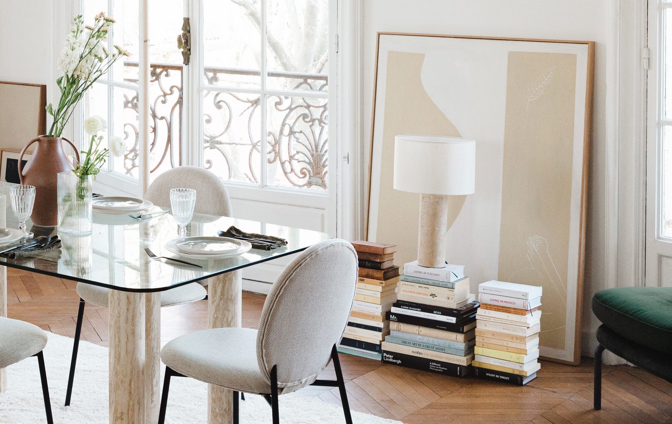 Inspiration GAIA Lampes de table Naturel Travertin / Lin