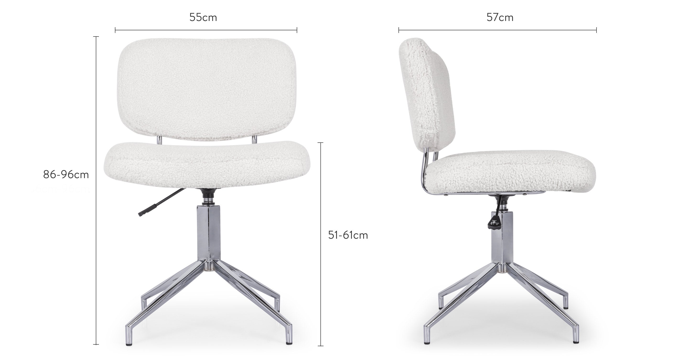 armless white office chairs