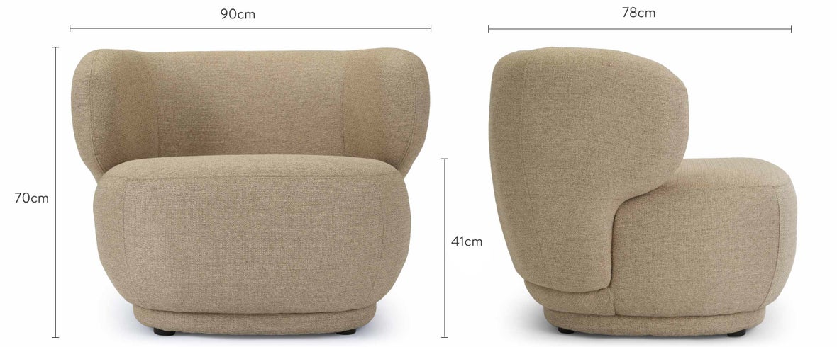 GIULIA Fauteuils Taupe Tissu texturé Dimensions