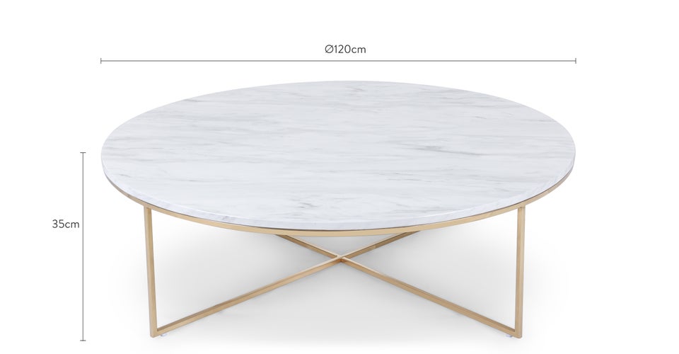 GISELLE Coffee Tables Blanc / Doré Marbre / Laiton Dimensions