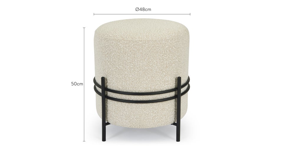 BELAR Poufs & tabourets Blanc / Noir Bouclette / Métal Dimensions