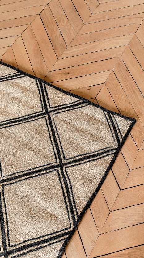 Inspiration SORREL Rectangular rugs Naturel / Noir Chanvre