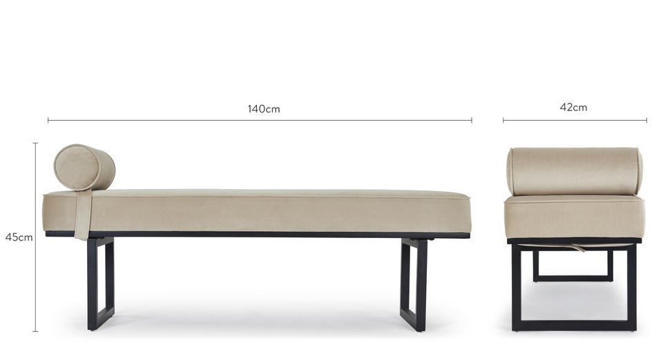 VERDICT Sitzbänke Taupe / Schwarz Samt / Stahl Dimensions