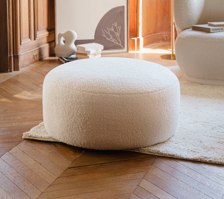 Inspiration Bowie Hocker & Poufs Weiß Bouclé Stoff
