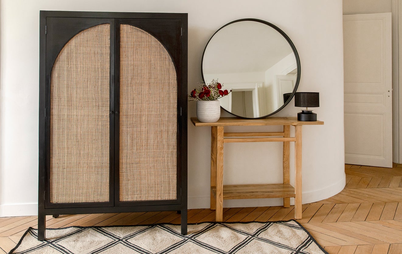 Inspiration Hayes Armoires Beige / Noir Rotin / Bois