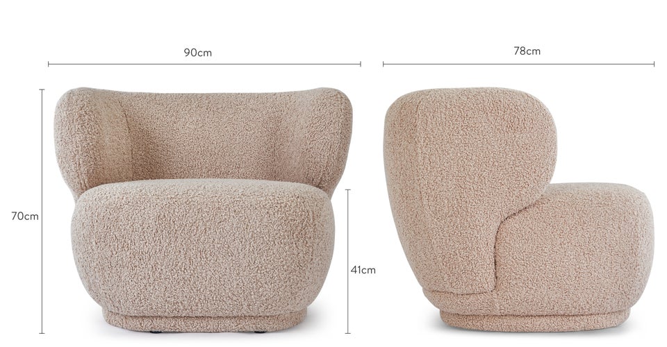 GIULIA Fauteuils Beige Mouton Dimensions