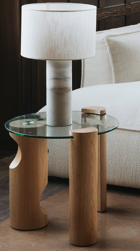 Inspiration GIOIA Side Tables Natural Glass / Wood