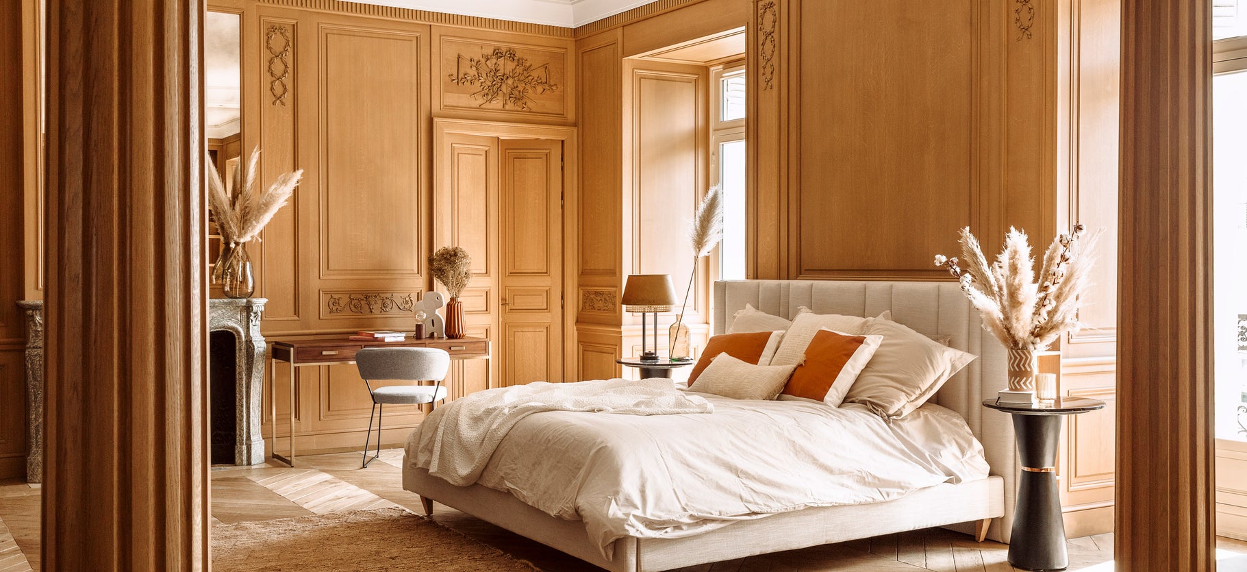 Inspiration INFINITY Cadres de lit Beige / Naturel Tissu / Bois