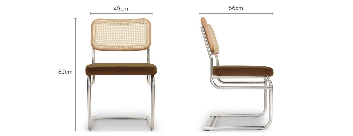 UBERTO Dining chairs Brown / Silver Velvet / Metal Dimensions