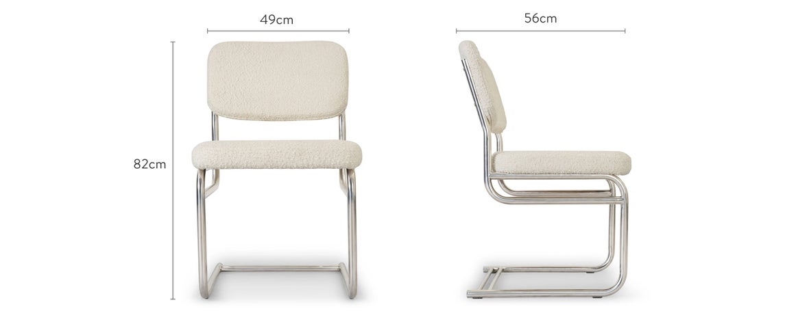 Uberto Chaises de salle à manger Blanc bouclette / Argent Tissu / Métal Dimensions