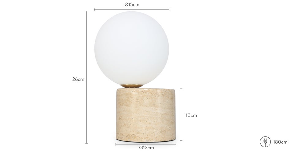KNUT Tischlampen Beige / Weiß Travertin / Glas Dimensions