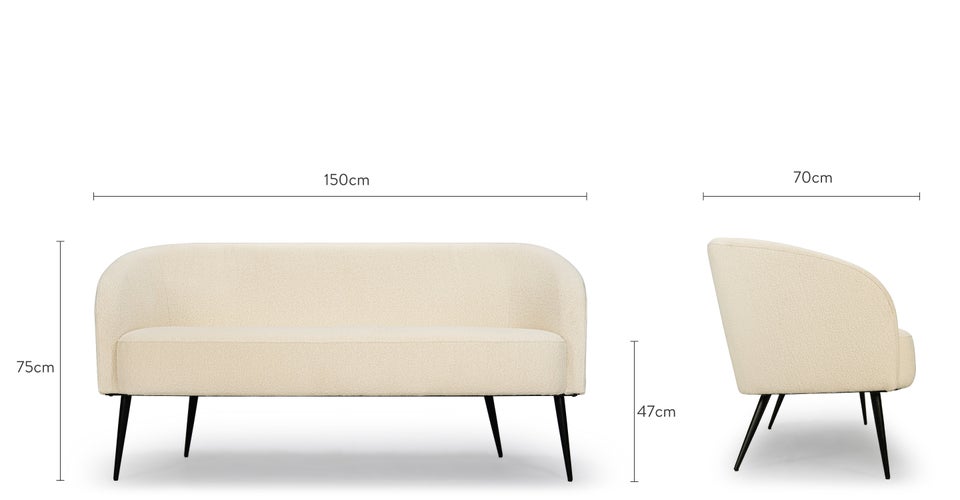 JONES 2-Sitzer Sofas Weiß / Schwarz Steinbock / Metall Dimensions