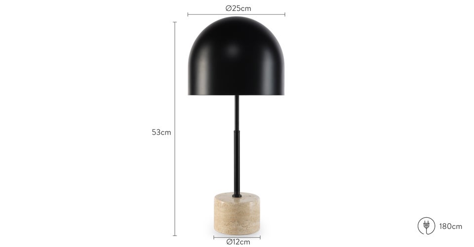 PEANUT Lampes de table Beige / Noir Travertin / Métal Dimensions
