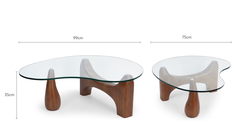 ORWELL Tables basses Marron Verre / Bois Dimensions