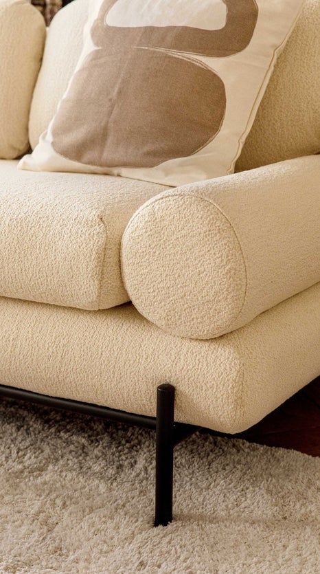 Inspiration OMNYA 2-Sitzer Sofas Bouclé Stoff / Schwarzer Edelstahl Stoff / Edelstahl