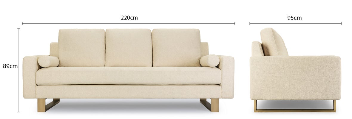 MIDNIGHT 3-Sitzer Sofas Weiß / Gold Steinbock / Metall Dimensions