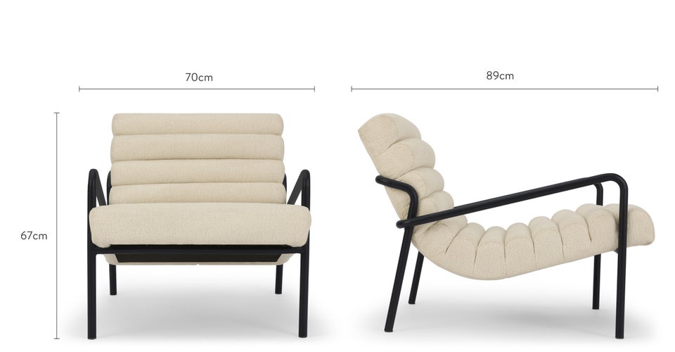 ALTO Fauteuils Blanc / Noir Bouclette / Métal Dimensions