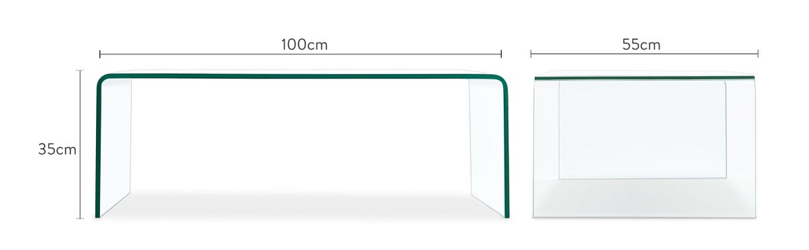 CARDIFF Tables basses Transparent Verre Dimensions