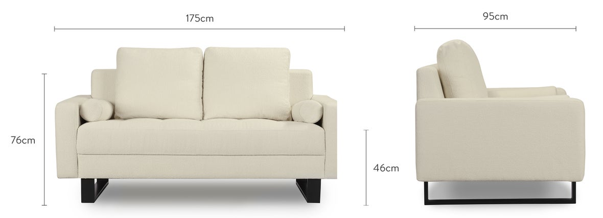 MIDNIGHT 2-Sitzer Sofas Weiß / Schwarz Steinbock / Metall Dimensions