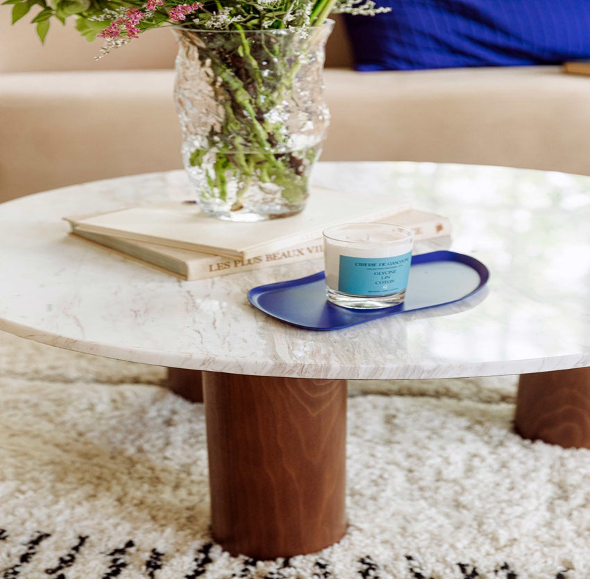 Inspiration ANDREA Coffee Tables White / Brown Marble / Wood