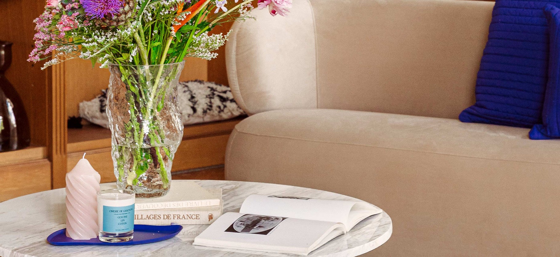 Inspiration ANDREA Tables basses Blanc / Marron Marbre / Bois