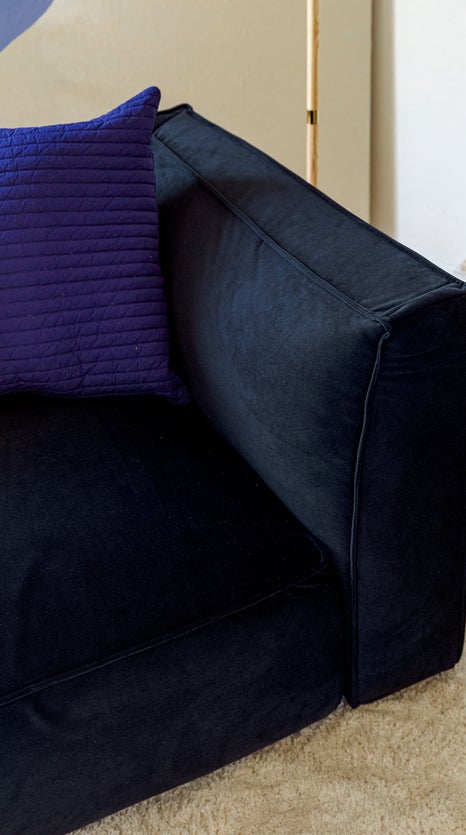 Inspiration AUSTER 3-Sitzer Sofas Blau / Schwarz Samt / Metall