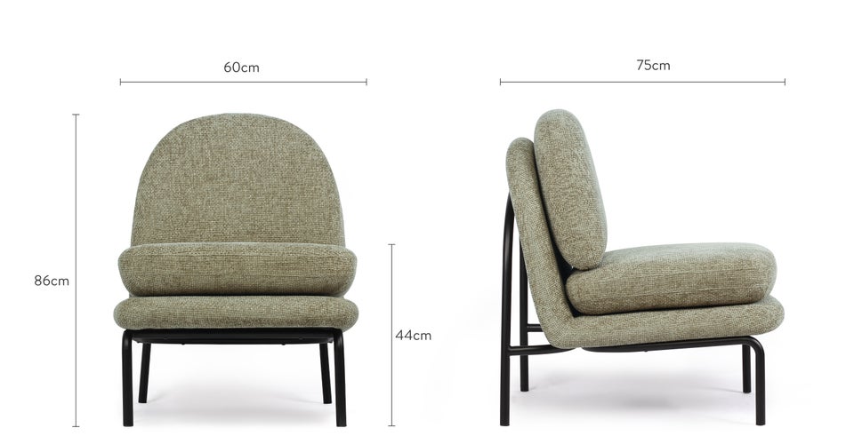 HOXTON Fauteuils Taupe / Noir Tweed / Métal Dimensions