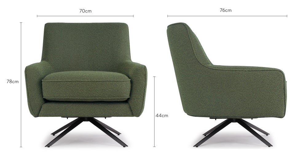 GOLDEN GUN Fauteuils Vert / Noir Bouclette / Métal Dimensions