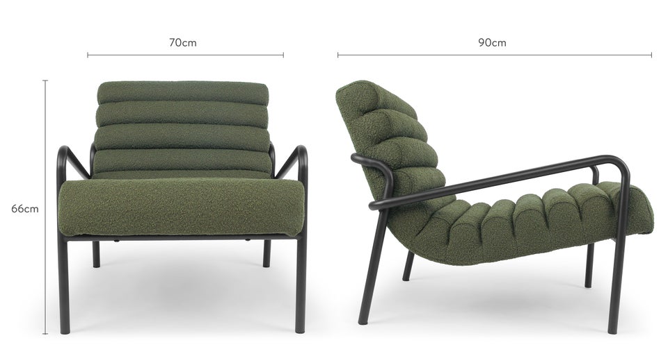 ALTO Fauteuils Vert / Noir Bouclette / Métal Dimensions
