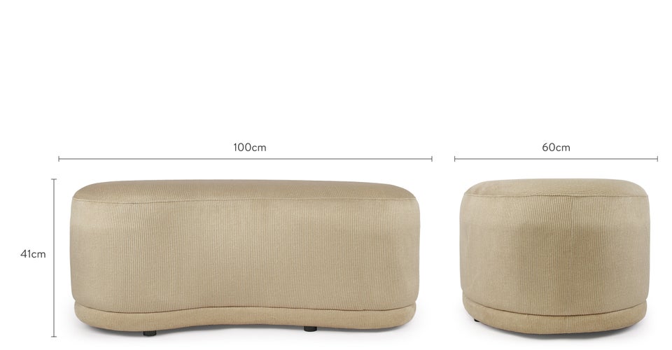 ENZO Bancs Beige Velours Dimensions