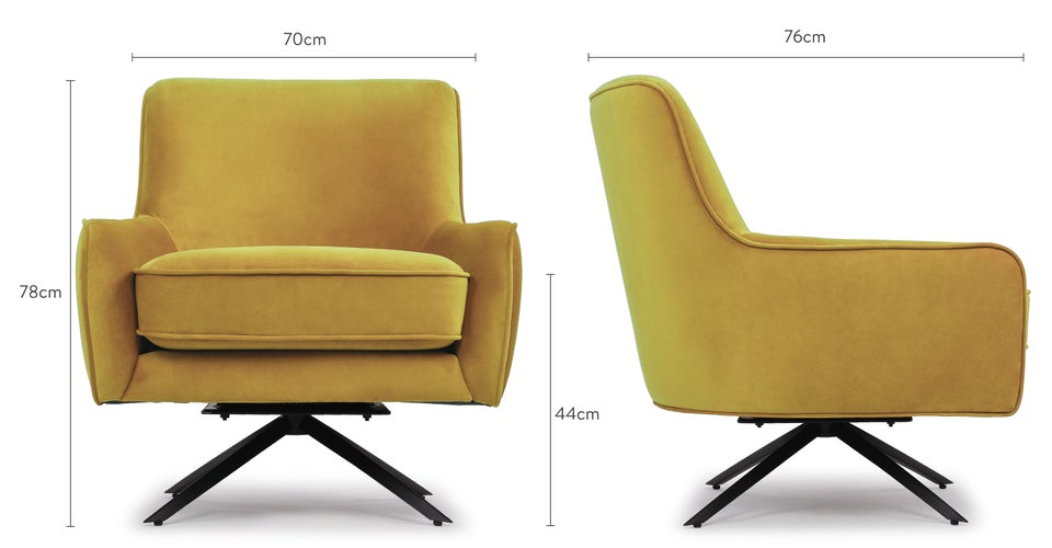 GOLDEN GUN Fauteuils Jaune / Noir Velours / Métal Dimensions