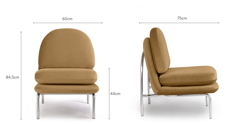 HOXTON Fauteuils Camel / Chrome Velours / Métal Dimensions