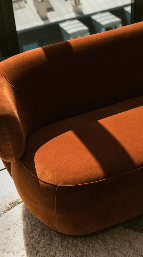 Inspiration GIULIA 2 Seater Sofas Terracotta brown Velvet / Wood
