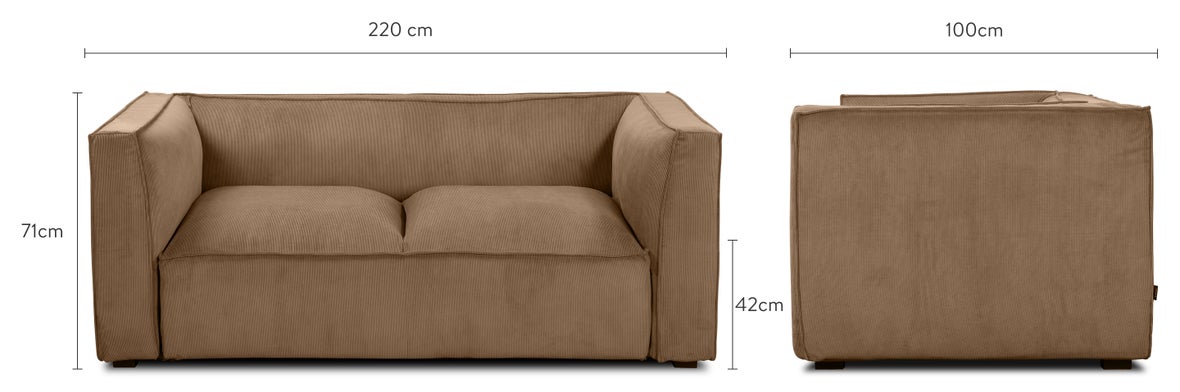 AUSTER 3 Seater Sofas Brown / Black Velvet / Wood Dimensions