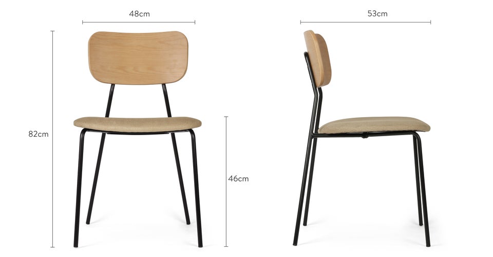EERO Esszimmerstühle Beige / Natur / Schwarz Holz / Samt / Metall Dimensions