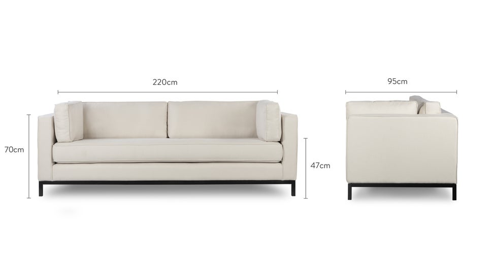 Zola 3-Sitzer Sofas Weiß / Schwarz Stoff / Metall Dimensions