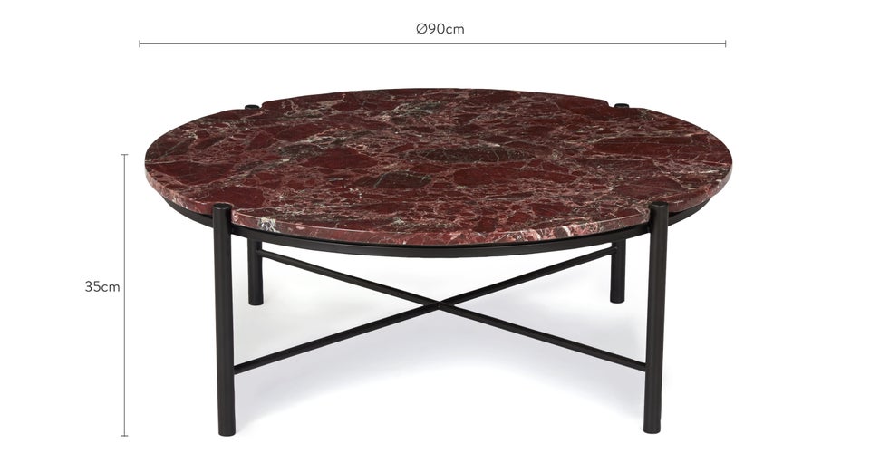 VITTORIO Tables basses Rouge / Noir Marbre / Métal Dimensions