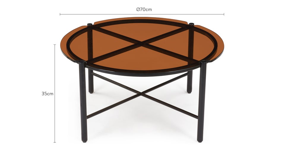 VITTORIO Tables basses Ambre / Noir Verre / Métal Dimensions